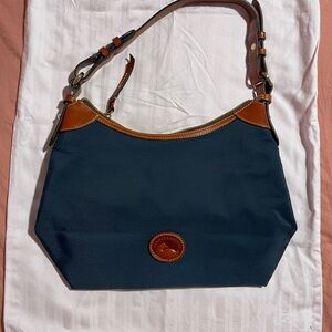 Dooney and Burke Classic Navy and Brown Shoulder Bag